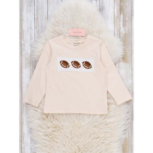 Tan Football Time Smocked Shirt