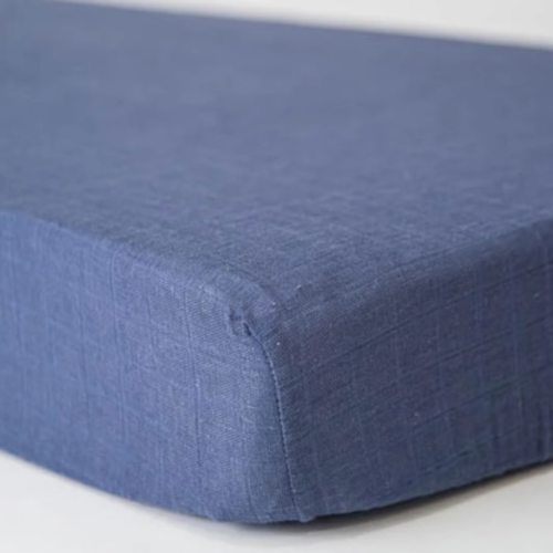 Muslin Fitted Crib Sheet, Indigo Wash