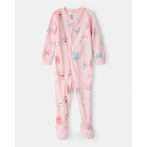 Baby Girl Monster 100% Cotton Snug Fit 2-Way Zip Footie 1-Piece Pajamas - Pink | Carter's