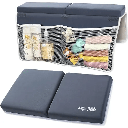 Baby Bath Kneeler and Elbow Rest Pad Set | Neoprene & Foam Bath Kneeling Pad for Bathing Baby | Non Slip Pad Baby Bath Essentials with Bath Toy Storage for Tub | Baby Bath Kneeler Pad Bath Organizer
