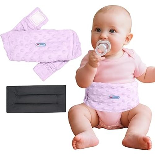 Colic and Gas Relief for Newborns and Infants, Flax Seed Heated Tummy Wrap - Microwaveable Baby Heating Pad with Soothing Warmth, Natural Relief for Gas and Upset Stomach, Purple