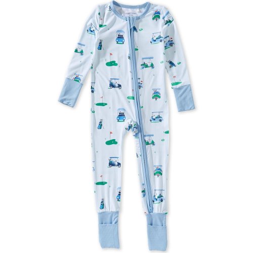 Angel Dear Baby Boys Long Sleeve Vintage Golf 2-Way Zipper Romper