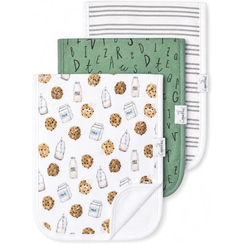 Copper Pearl Premium Baby Burp Cloths - 3-Pack Large Cotton Burp Cloths, Extra Soft Spit Up Rags with 3 Absorbent Layers, Perfect for Baby Boy and Baby Girl Gifts (21" x 10" Size, Chip Set)