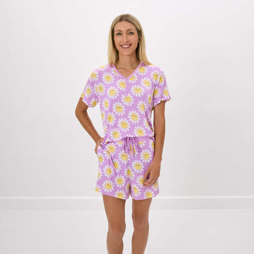 Flower Power Women's Short Sleeve Pajama Top - Little Sleepies