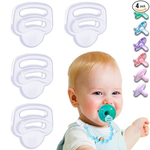 Silicone Pacifier Clip Adapter Ring for Philips Avent Soothies, 4 Pack 100% Food-Grade Silicone Binky Clips Holder Adapter Ring Competible with Soothie, BPA-Free Soft Flexible Safe Durable,Transparent