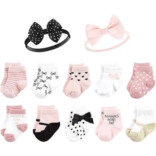 Hudson Baby Baby Girls' Sock and Headband 12pc Set