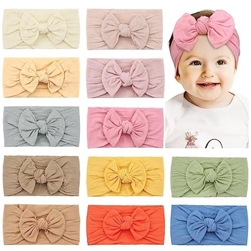Super Stretchy Soft Knot Headbands with Hair Bows Head Wrap Hair Accessories For Newborn Baby Girls Infant Toddlers Kids