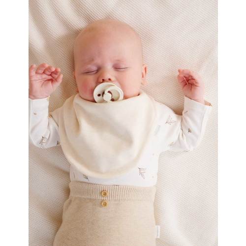 Beige Vanilla Bear 2 Pack Dribble Bib - Baby Accessories - Purebaby - Purebaby