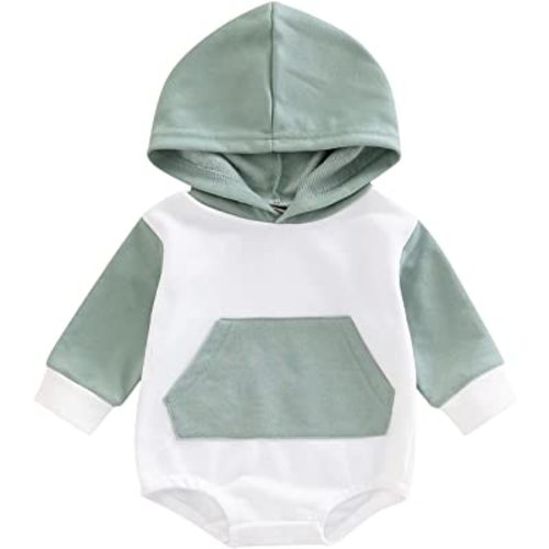 Infant Baby Boy Girl Fall Clothes Hoodie Pullover Sweatshirt Romper Color Block Long Sleeve Onesie Outfit