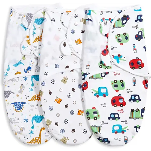 Bubble bear Baby Swaddle Blankets for Baby Boy Girl 0-3 Months,Hypoallergenic Skin-Friendly Swaddle,Cute Little Soccer Ball, Dinosaur, Adjustable Newborn Sleep Sack, 3 Pack