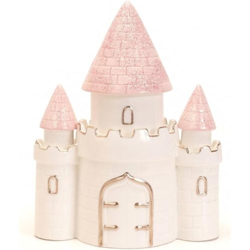 Child to Cherish Ceramic Princess Castle Piggy Bank for Girls Nursery Decor