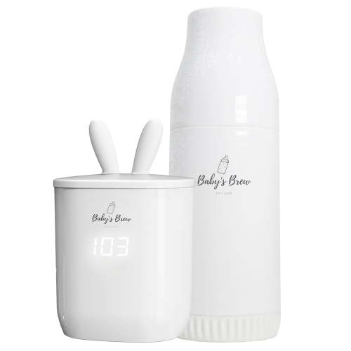 Portable Baby’s Brew Bottle Warmer + Dispenser Set – USB-C Rechargeable, Cordless Feeding on-the-Go
