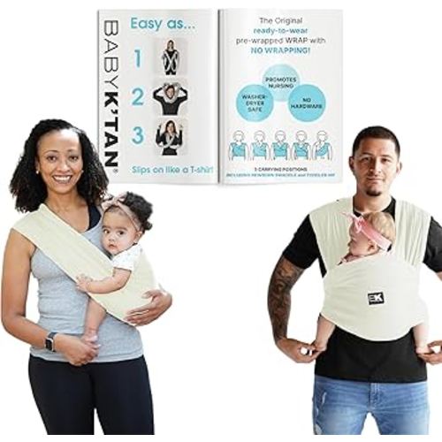 Organic Baby K'tan Baby Carrier 100% GOTS Certified Cotton: #1 Easy Pre-Wrapped 5 in 1 Baby Sling | Ready to Wear | Pillowy Soft Hands Free Infant Wrap | Newborn to Toddler up to 35lb (See Size Chart)
