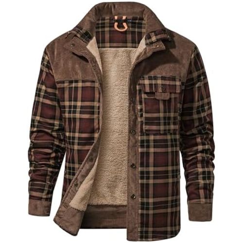 Mr.Stream Men's Outdoor Casual Vintage Long Sleeve Plaid Flannel Button Down Shirt Jacket