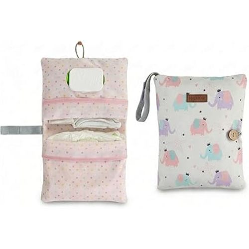 HAMUR Baby Diaper Bag Organizer – Travel-Friendly, Compact & Foldable | Stroller Pouch for Newborn Essentials – Must-Have for Boys & Girls (Elephant)