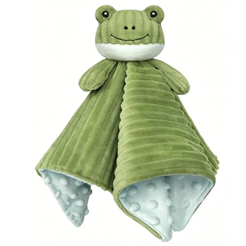 Baby Security Blanket for Boys and Girls Lovey Frog 15 Inch Green | Soft Lovey Blanket Baby Gifts for Newborn Toddler Infant Snuggle Toy Stuffed Animal Shower Gift