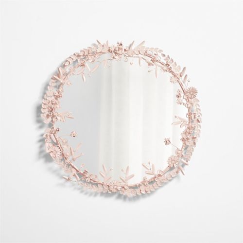 Flower Crown Pink Metal 30" Round Wall Mirror