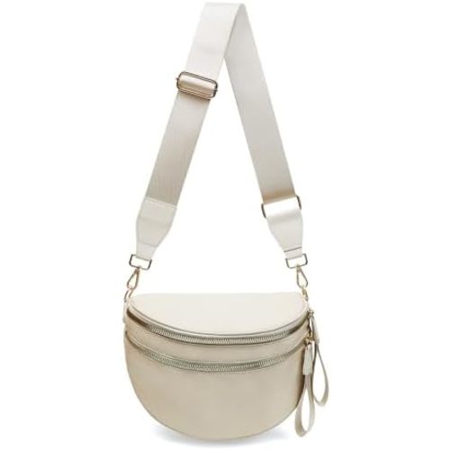 Pure Colour Crossbody Bum Bags for Women Spacious Checkered Cross body Bag Nylon Trendy Fanny Pack for Travel