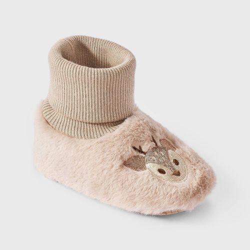 Baby Fuzzy Boots with Deer - Cloud Island™ Cream 6-9M