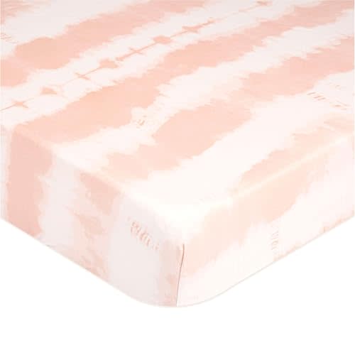 Crane Baby Soft Cotton Crib Mattress Sheet, Fitted Sheet for Cribs and Toddler Beds, Pink Tie-Dye, 28”w x 52”h x 9”d