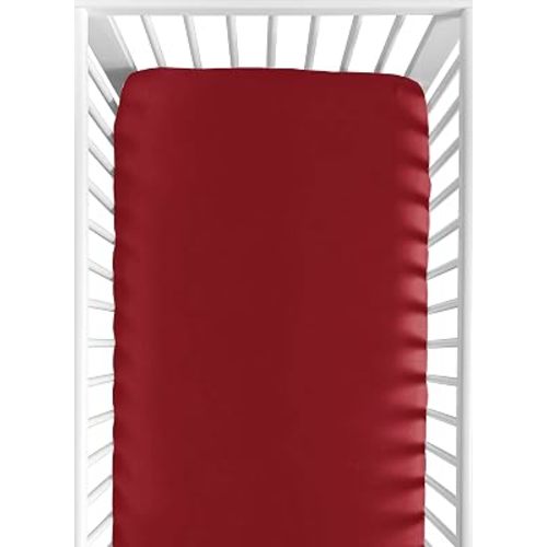 Sweet Jojo Designs Solid Red Baby or Toddler Fitted Crib Sheet for Baseball Patch Sports Collection