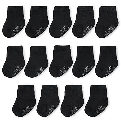 Fruit of the Loom Baby 14-Pack Grow & Fit Flex Zones Cotton Stretch Socks - Unisex, Girls, Boys