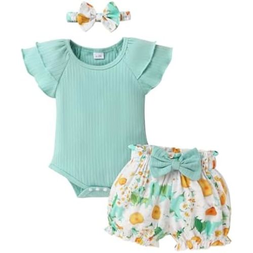 YOUNGER TREE Newborn Infant Baby Girl Clothes Romper Shorts Set Floral Summer Outfits Cute Baby Girl Clothing