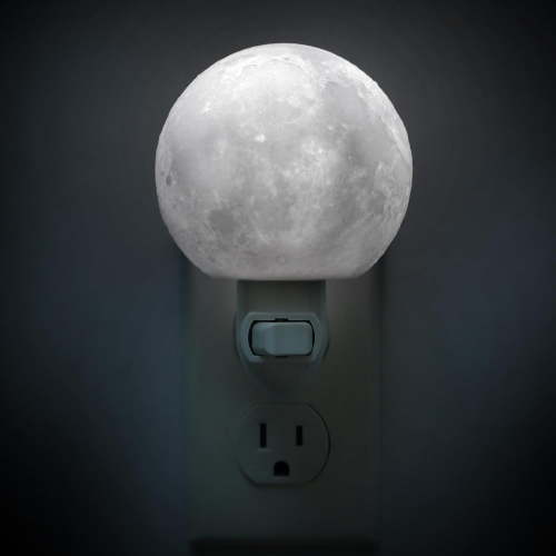 Moon Night Lights Plug into Wall Socket, 0.5W LED Plug in Night Light with On Off Switch, Soft White Baby Nursery Nightlight with Lunar Moon Lamp Shade for Adult Kids Room Bathroom Hallway