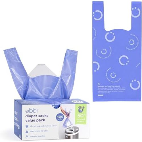 Ubbi Disposable Baby Diaper Sacks, Lavender Scented, 400 Count