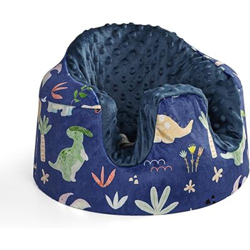 Baby Seat Cover Compatible with Bumbo Floor Seat, Removable Soft and Breathable Baby Seat Slipcover for Baby Girl Boy, Cover Only (Blue Dinosaur)
