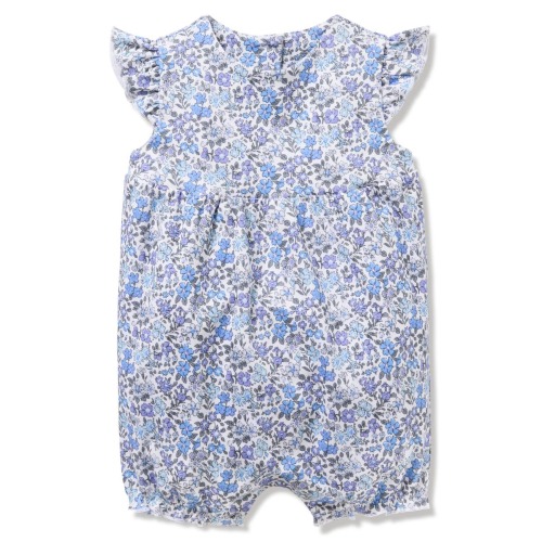 Floral Pima Cotton Ruffle Romper, 0-3M