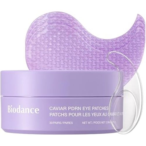 BIODANCE Caviar PDRN Eye Patches, Nourishing Under Eye Patches for Dark Circles, Depuffing Eye Mask for Puffy & Tired Eyes, Travel Essentials & Self Care Gifts for Women, Korean Skin Care (60 Count)