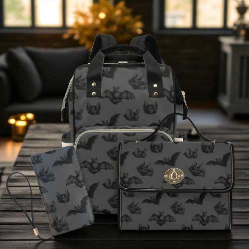 Baby Bat Diaper Nappy Bag Pastel Goth Baby Bag Goth Backpack Goth Purse Goth Baby Stuff Gothic Baby Stuff Horror Spooky Nursery Skull Baby
