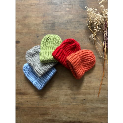 Hand-Knitted Wool Baby Beanie Hat: Personalised Gift for Baby - Choose Your Custom Colour Combination
