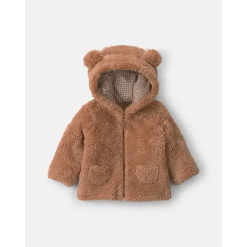 Baby Bear Teddy Fleece Zip-Up Hoodie - Brown | Carter's
