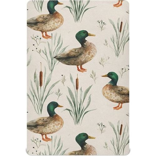 Wild Mallard Ducks Retro Crib Sheets Soft Breathable Fitted Baby Crib Sheets Mattress Cover for Girls Boys, 52" x 28" x 9"