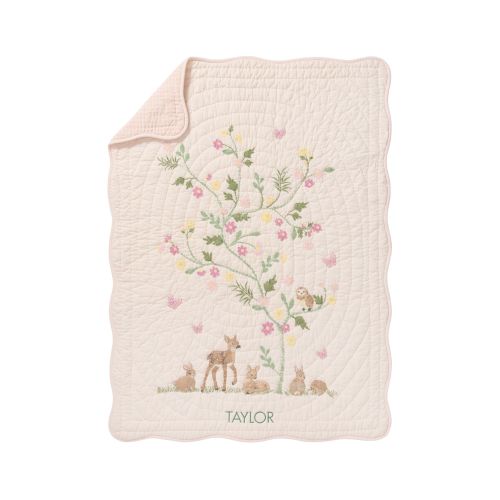 AERIN Fawn Baby Quilt - embroidered name