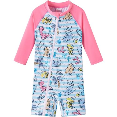 UMELOK Baby Girls' One Piece Swimsuit Full Zip UPF 50+ Sun Protection Swimwear Rash Guard Swim Suit