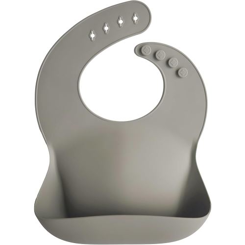 mushie Silicone Baby Bib | Adjustable Fit Waterproof Bibs (Silver Sage)