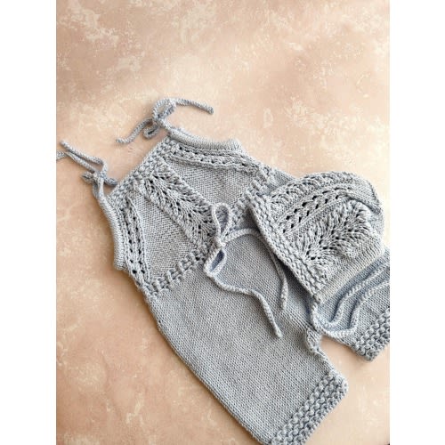 Organic Cotton Baby Shower Gift – Handmade Knit Baby Outfit Set – Newborn Romper and Bonnet 0–24M