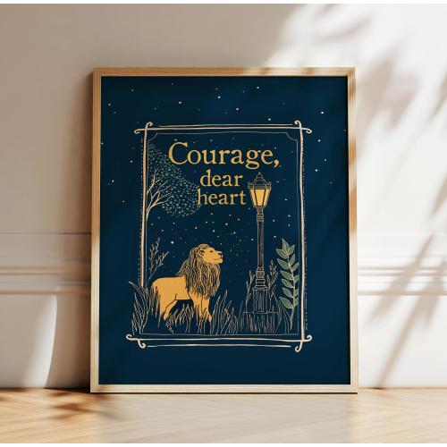 Aslan "Courage Dear Heart" Narnia Print: C.S. Lewis Nursery Art
