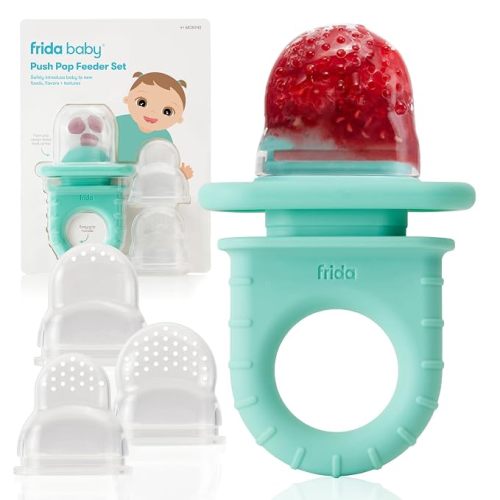 Frida Baby Push Pop Feeder, Baby Fruit Feeder, 3 Count, Blue, 3 Count, Blue