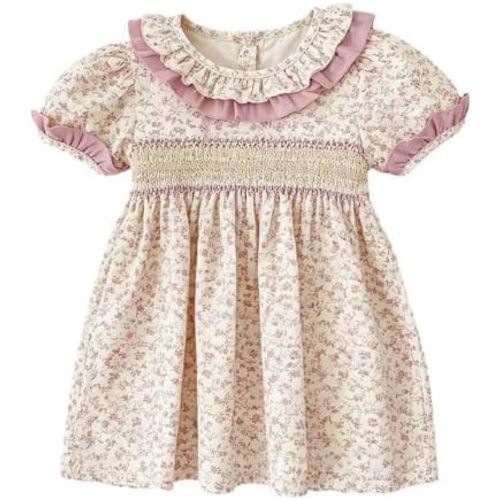 Baby Girl Floral Sister Matching Outfit Floral Ruffles Romper Bodysuit & Dress Clothes for Infant Toddler