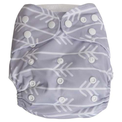 Babyco Reusable Cloth Nappy With 2 Microfibre Inserts Grey White Arrow Grey/white
