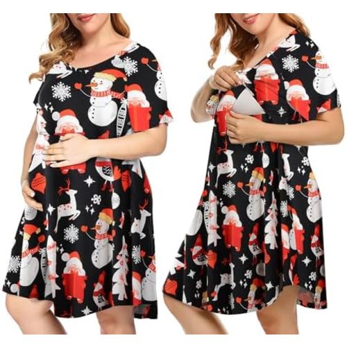 MONNURO Women's Plus Size Labor and Delivery Gown Nursing Nightgown Maternity Sleepwear Dress for Breastfeeding