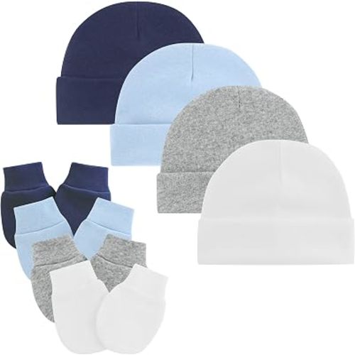 Zando Hospital Baby Newborn Hats Girl and Mittens Infant Beanie 0-6 Months
