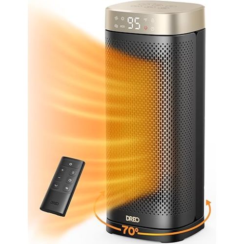 Dreo Space Heaters for Indoor Use Large Room, 70 ° Oscillation, Fast Heating Ceramic Electric with Digital Thermostat, Remote Control, 1-12H Timer, Overheat Protection, Safety Heater for Bedroom