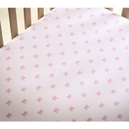 Bella Bow Stripe Organic Crib Fitted Sheet