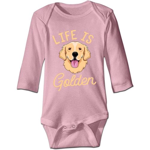 Life is Golden(Golden Retriever) Infant Short Sleeve 100% Cotton Bodysuit/Long Sleeve Romper/Sleeveless Jumpsuit