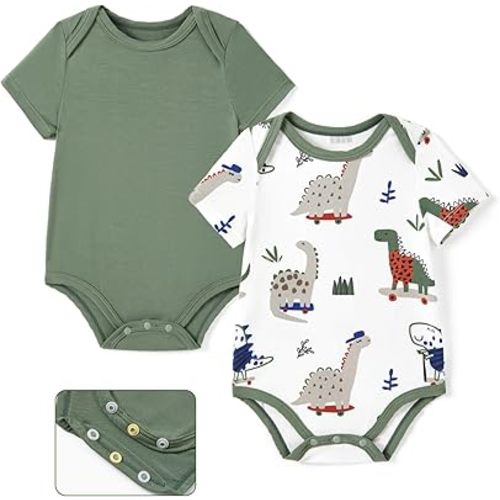 PATPAT Baby Bodysuits Supersoft Bamboo Viscose - Short Sleeve Boys and Girls - Newborn Infant Unisex Clothes Pack